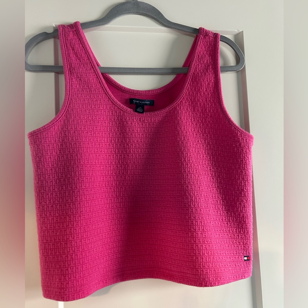 Tommy Hilfiger Pink Textured Scoop Neck Tank